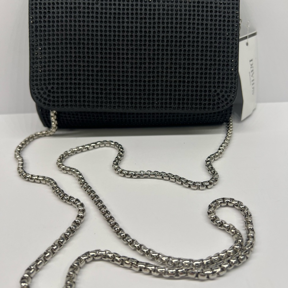 David's Bridal Black and Silver Crossbody Bag with Chain Strap